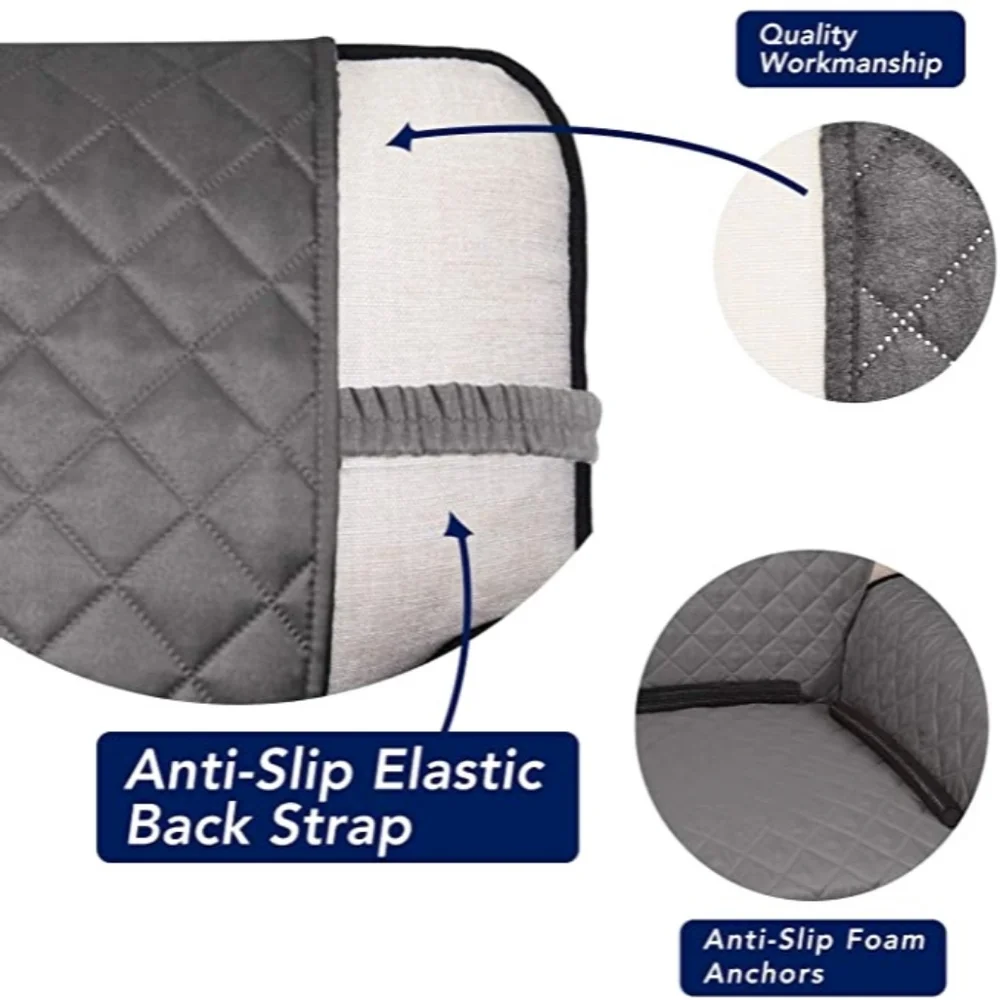 New! PureFit Reversible Quilted Sofa Cover, Water Resistant Slipcover Furniture - Picture 3 of 7